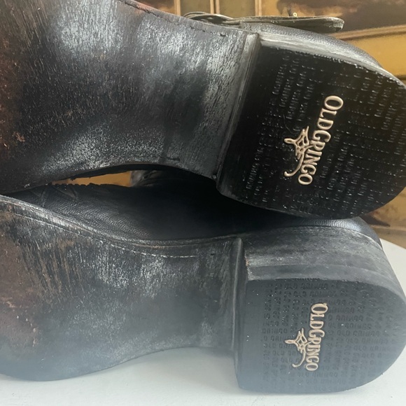OLD GRINGO MEXICANA Black Leather Star Studded Moto Biker Boots 9.5 10 Like New! - Picture 11 of 12